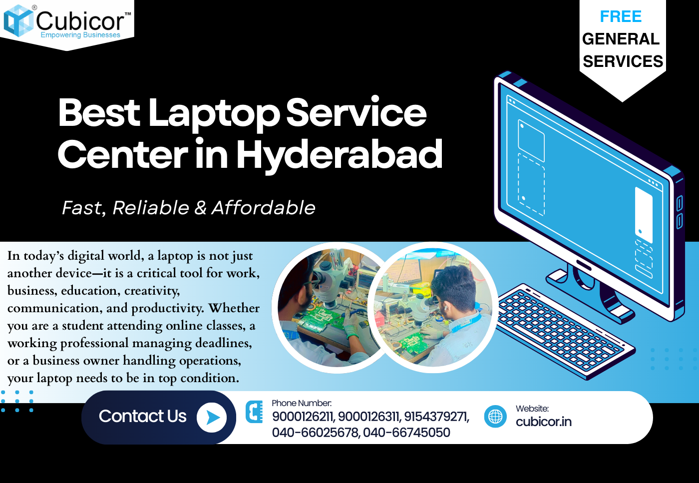 Best Laptop Service Center in Hyderabad – Full Guide to Repair, Pricing & Why Cubicor is the No.1 Choice in 2025