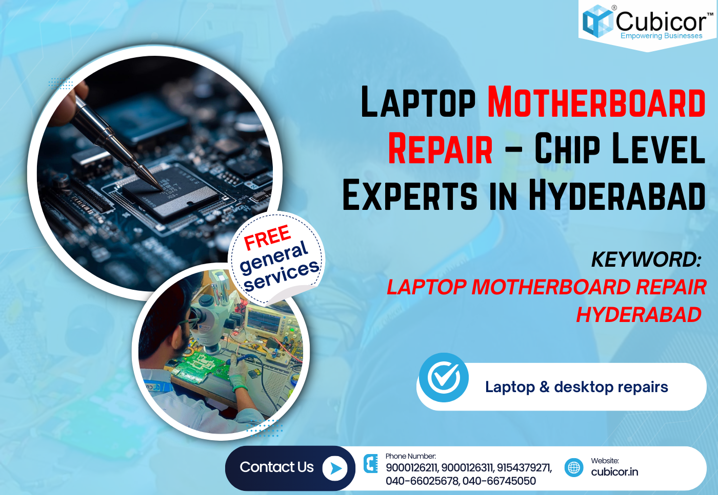 Laptop Motherboard Repair – Chip Level Experts in Hyderabad (2026 Guide)